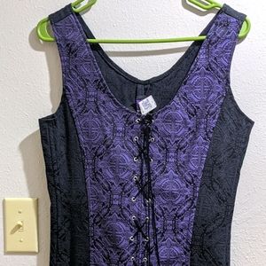 Gothic Corset Top Purple and Black Lace-up